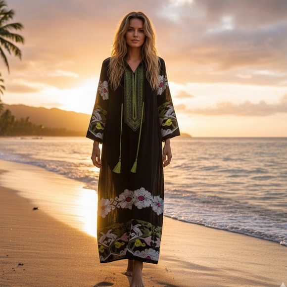 Bohemia Embroidered long Dress Kaftan - Picture 14 of 14